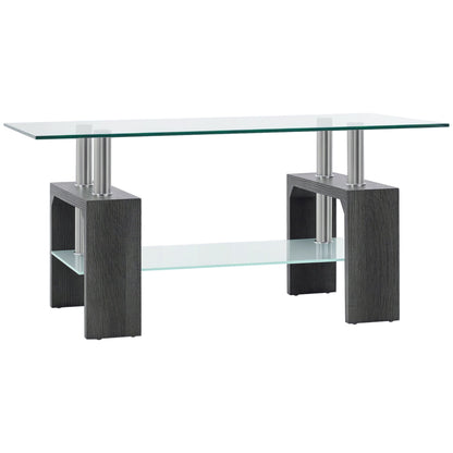 Table basse rectangulaire Sutton en verre trempé - Gris