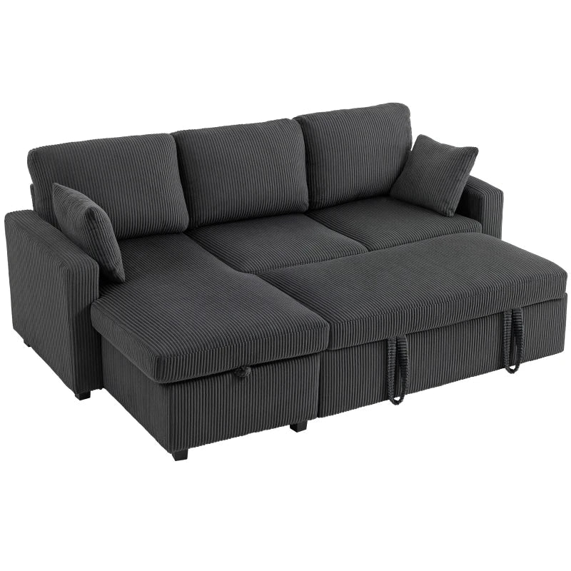 Canapé sectionnel convertible Leo 81" avec rangement et méridienne - Gris foncé