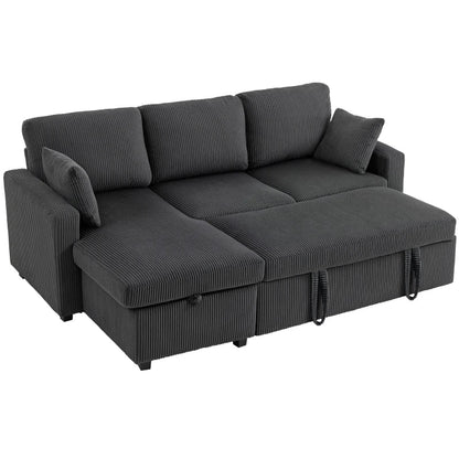 Canapé sectionnel convertible Leo 81" avec rangement et méridienne - Gris foncé