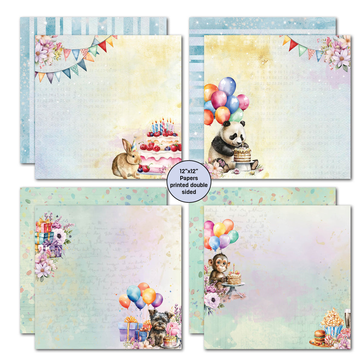 3Quarter Designs Birthday Wishes 12x12 Design Paper & Diecuts Set
