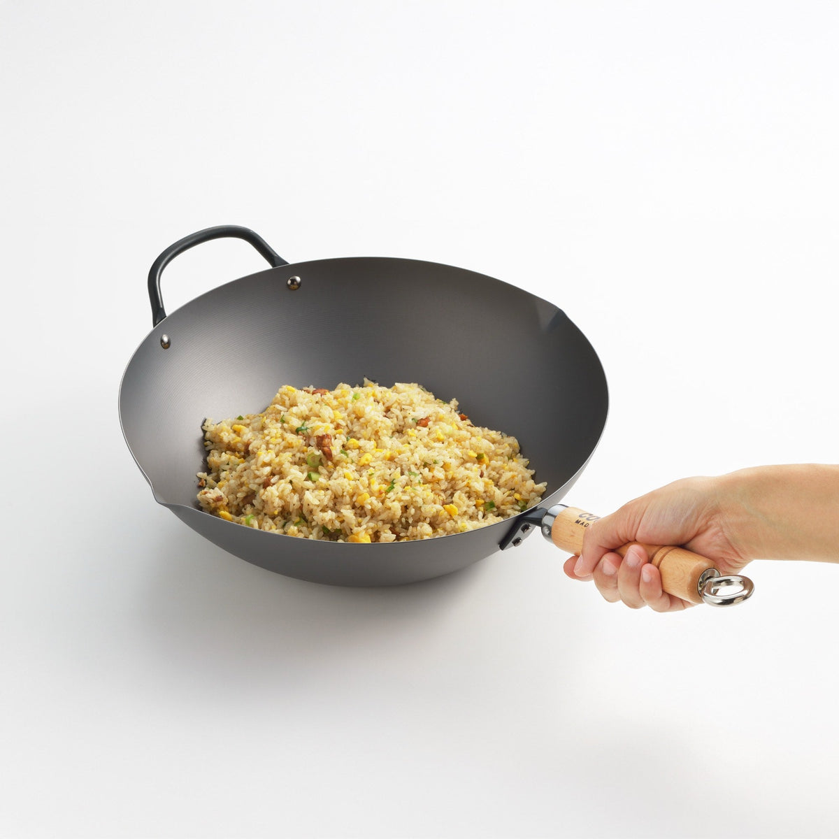 Wok Yoshikawa en acier au carbone 36 cm - Fabriqué au Japon