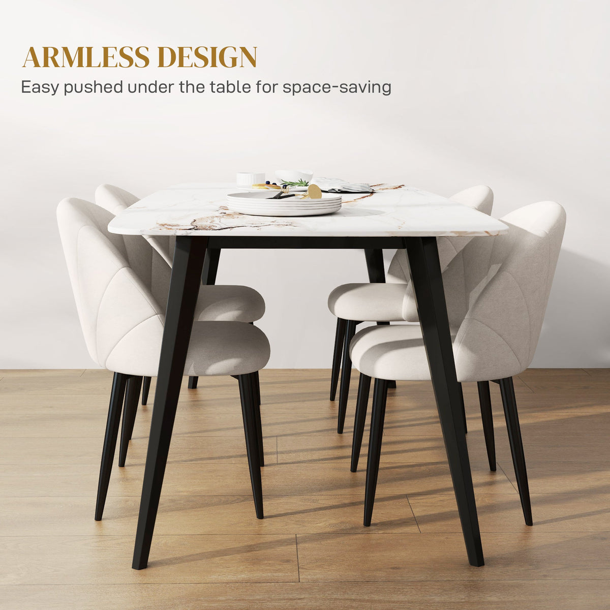 Skylar Chaises de salle à manger modernes, lot de 4 - Blanc crème