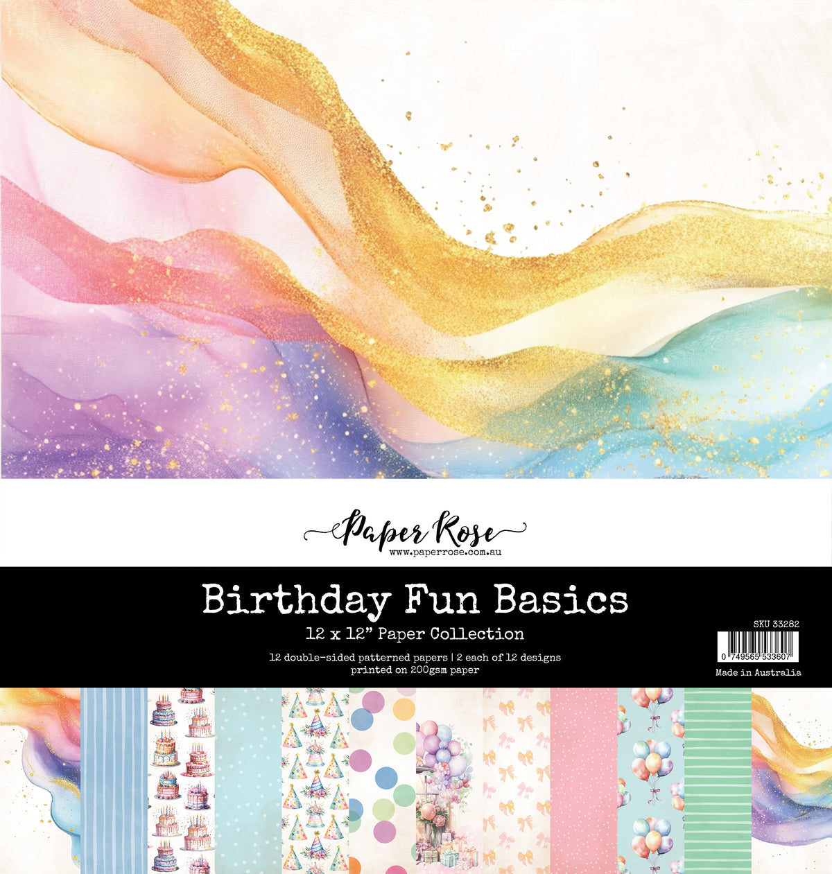 Collection de papiers 30x30 cm Les essentiels amusants d'un anniversaire 33282