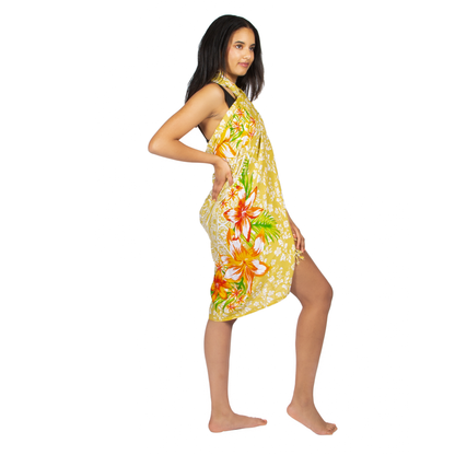 Mandala & Flower Print Sarong - Yellow