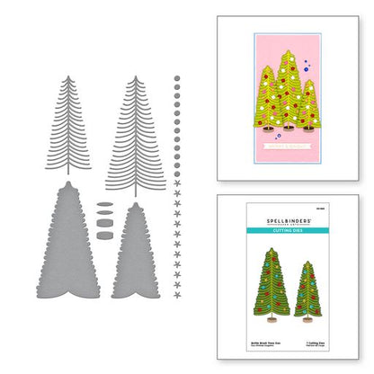 Matrices de découpe Duo d'arbres en forme de brosse de la collection Classic Christmas