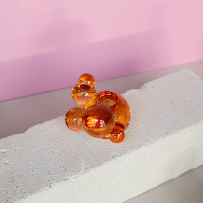 Bougeoir en verre bulle de cristal - Sculpture décorative orange