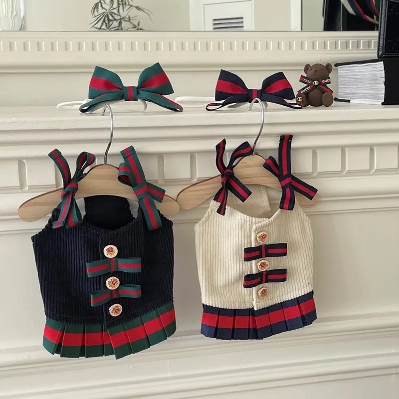 Robe pour chien Upper East Pup | Robe élégante avec son nœud assorti