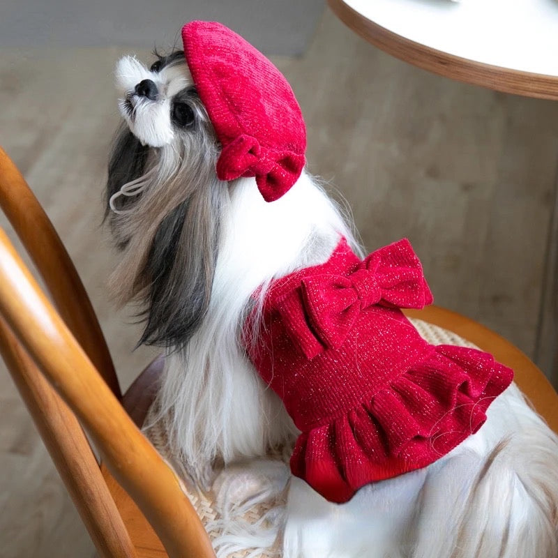 Royal Bow Moment Dog Dress Set | Dress with Matching Hat