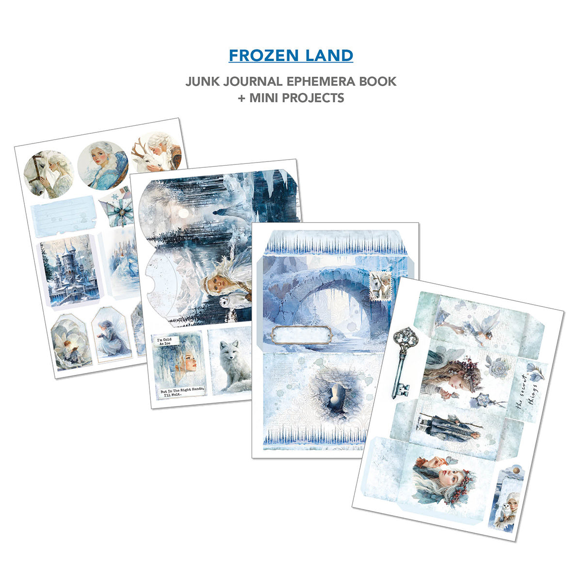 Livre d'éphéméras pour journal créatif Frozen Land A4 32 pièces/paquet