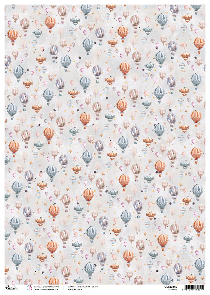 Papier de riz A3 Piuma Ballons - 3 feuilles