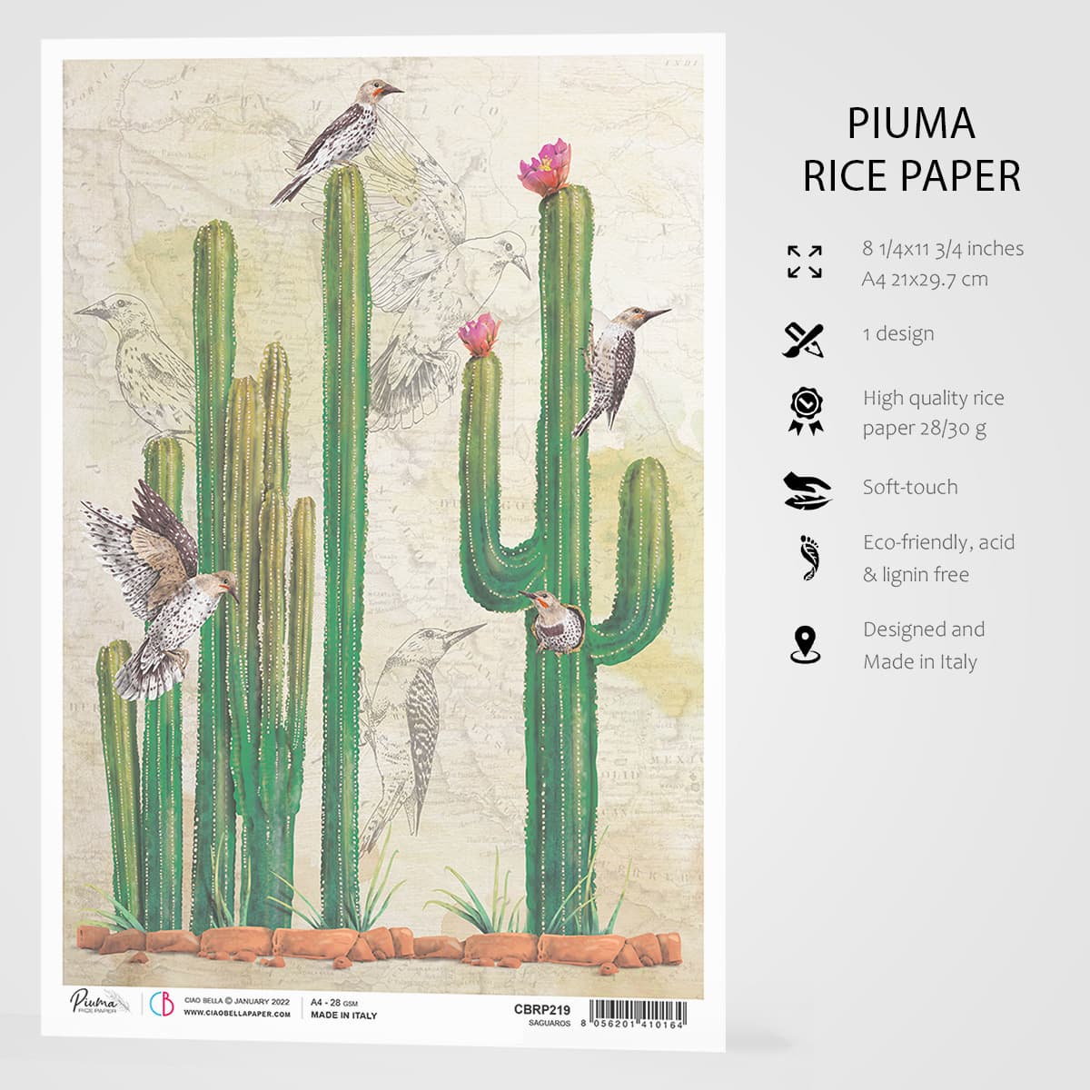 Ciao Bella Papier de Riz A4 Saguaros