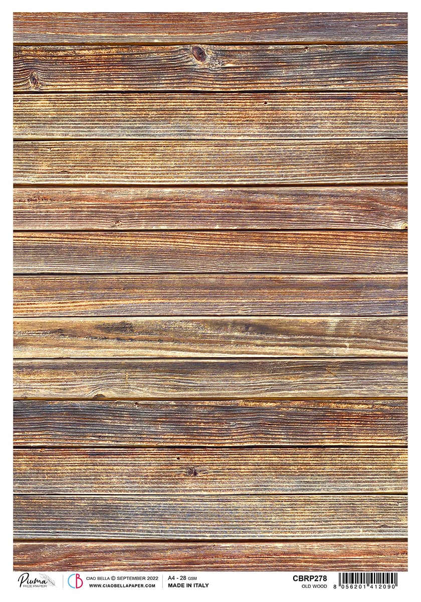Papier de riz A4 Piuma Vieux bois - 5 feuilles