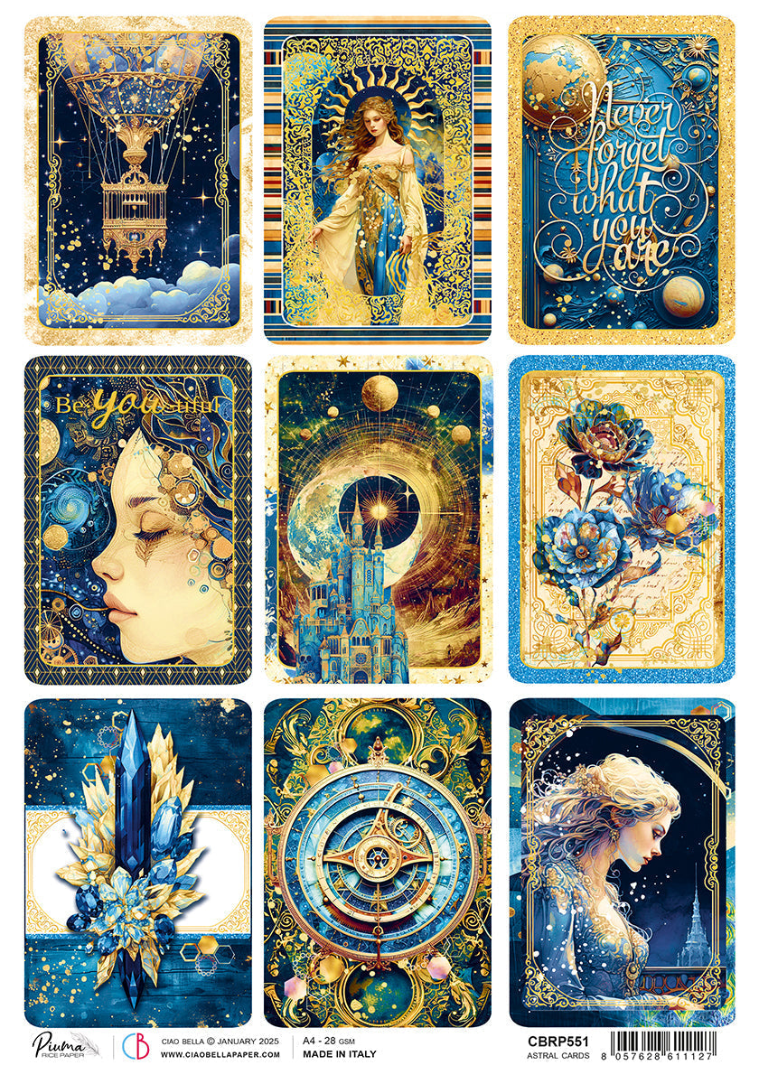 Cartes astrales A4 en papier de riz - 5 feuilles