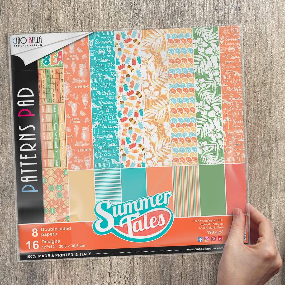Ciao Bella Blocs de Motifs Récits d'Été 30,5x30,5cm 8 Feuilles/Paquet