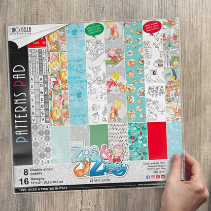 Ciao Bella Zoe & Ziggy Blocs de motifs 30,5 x 30,5 cm 8 feuilles/paquet