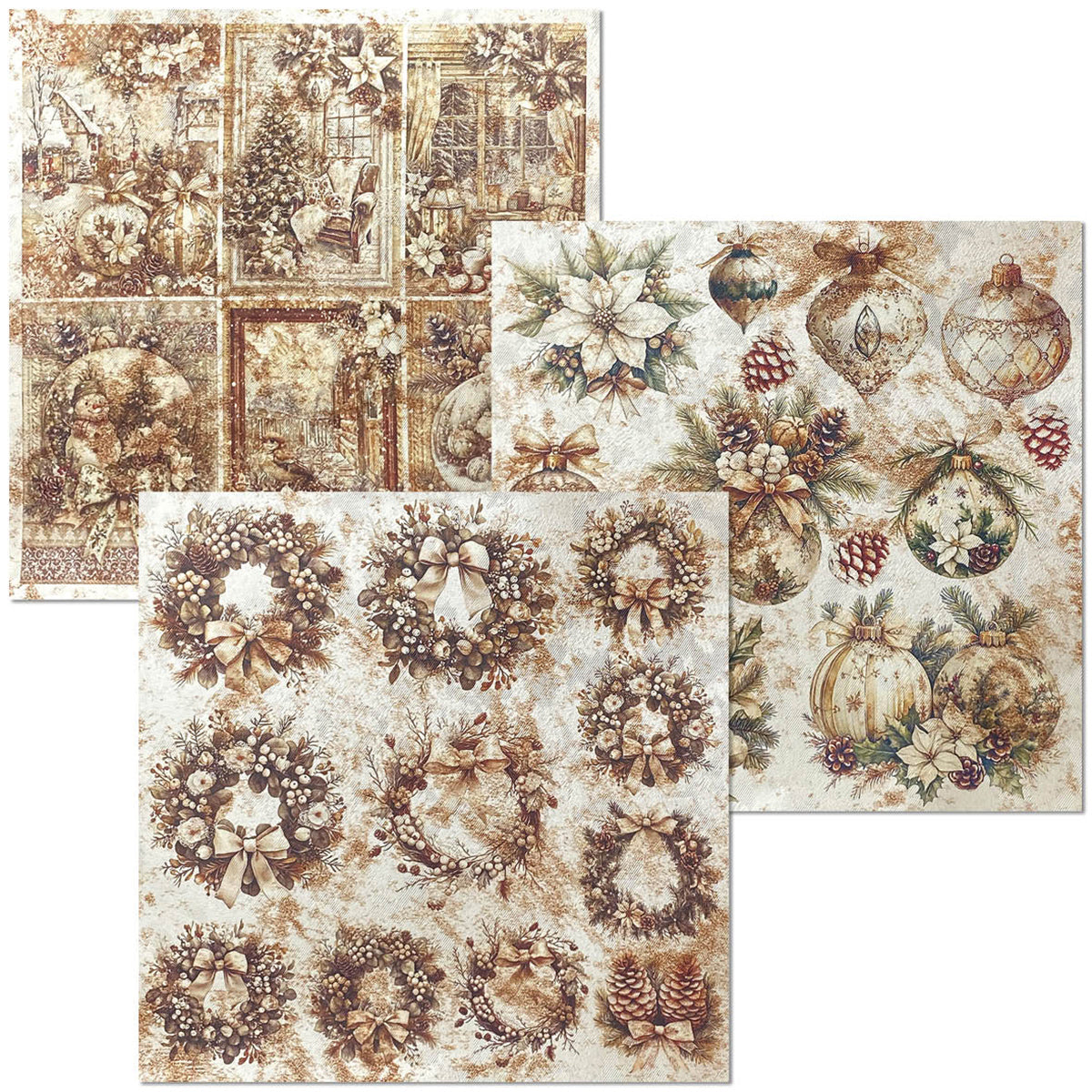 Papier de luxe perle cuivre et vélin paquet double MIXTE 6/paquet saison d'hiver