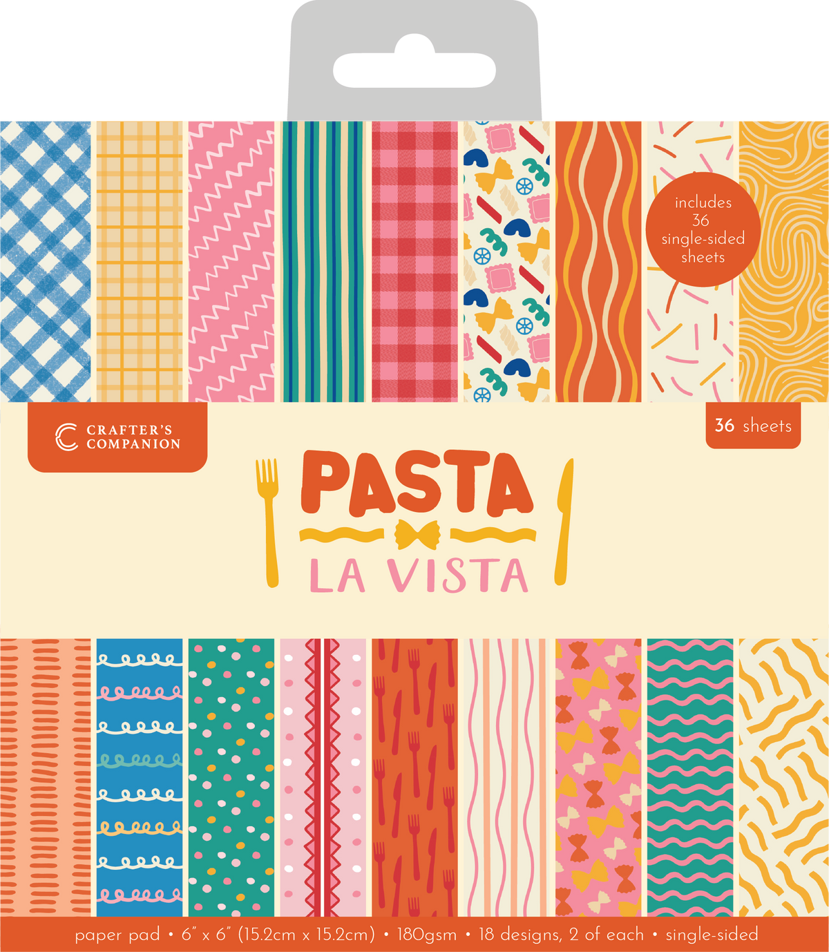 Crafter’s Companion Pasta La Vista 6”x6” Paper Pad 