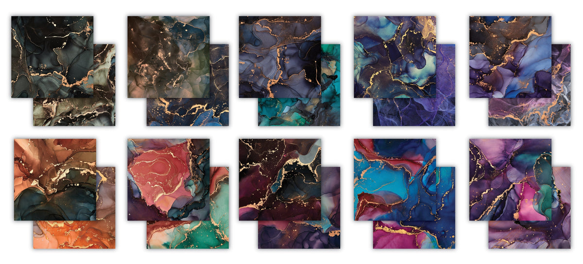 Craft Consortium - Gouttes d'encre - Minuit - 20x20cm
