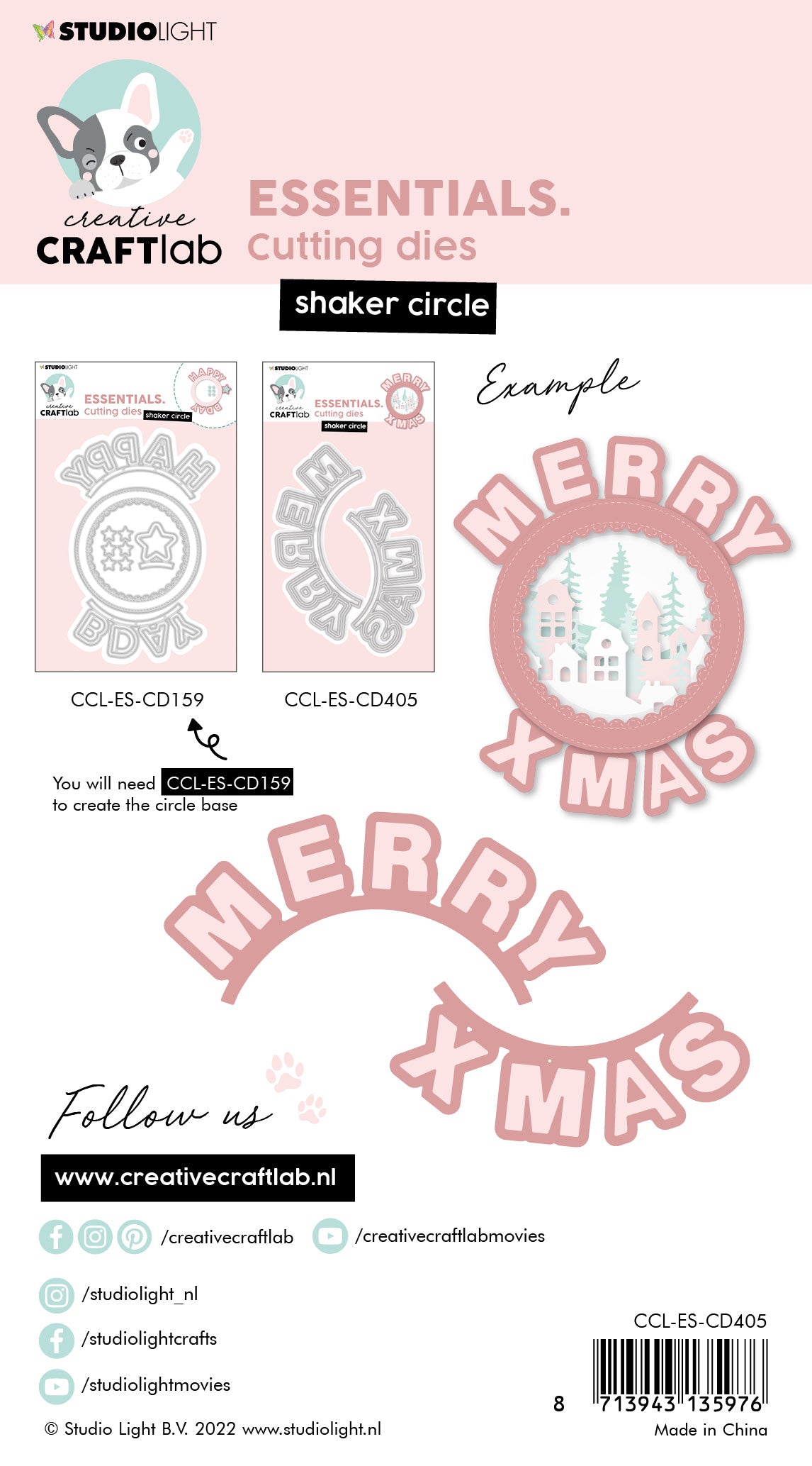 CCL Matrice de coupe Merry X Mas Round Essentials Wordz xl 118x83x1mm 11 PC nr.405