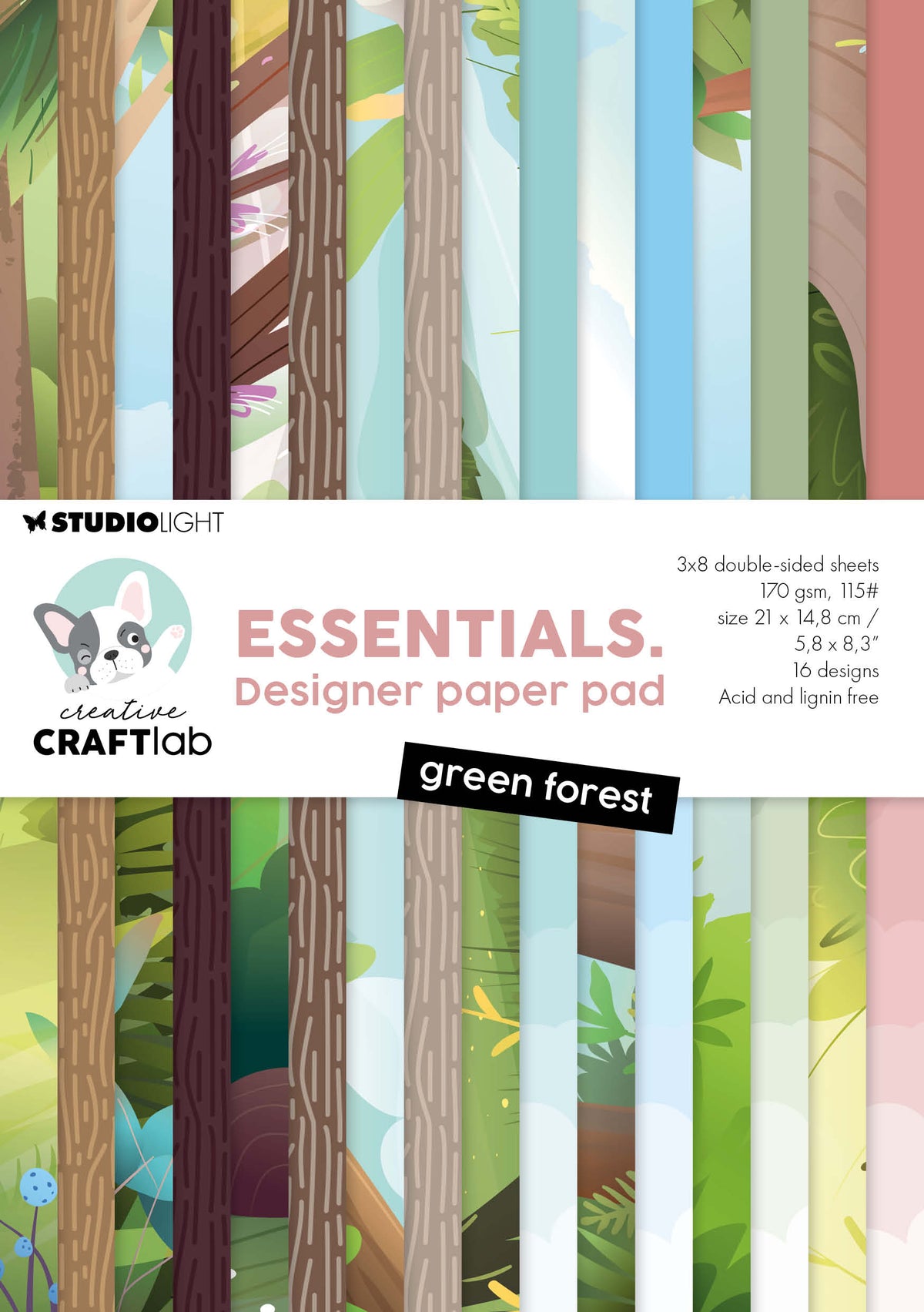 Bloc de papier de designer CCL Motifs Forêt Verte