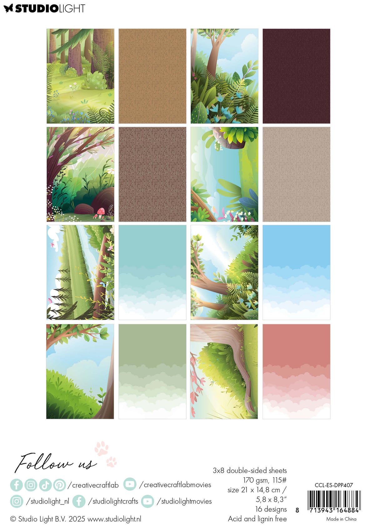 Bloc de papier de designer CCL Motifs Forêt Verte