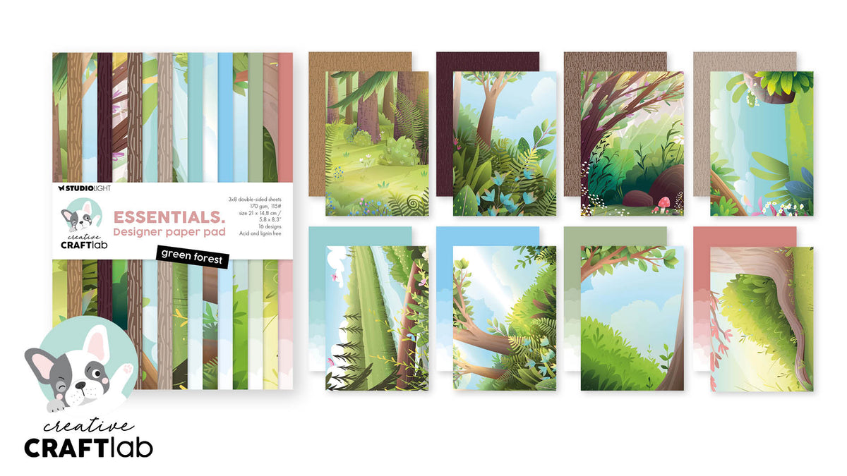 Bloc de papier de designer CCL Motifs Forêt Verte