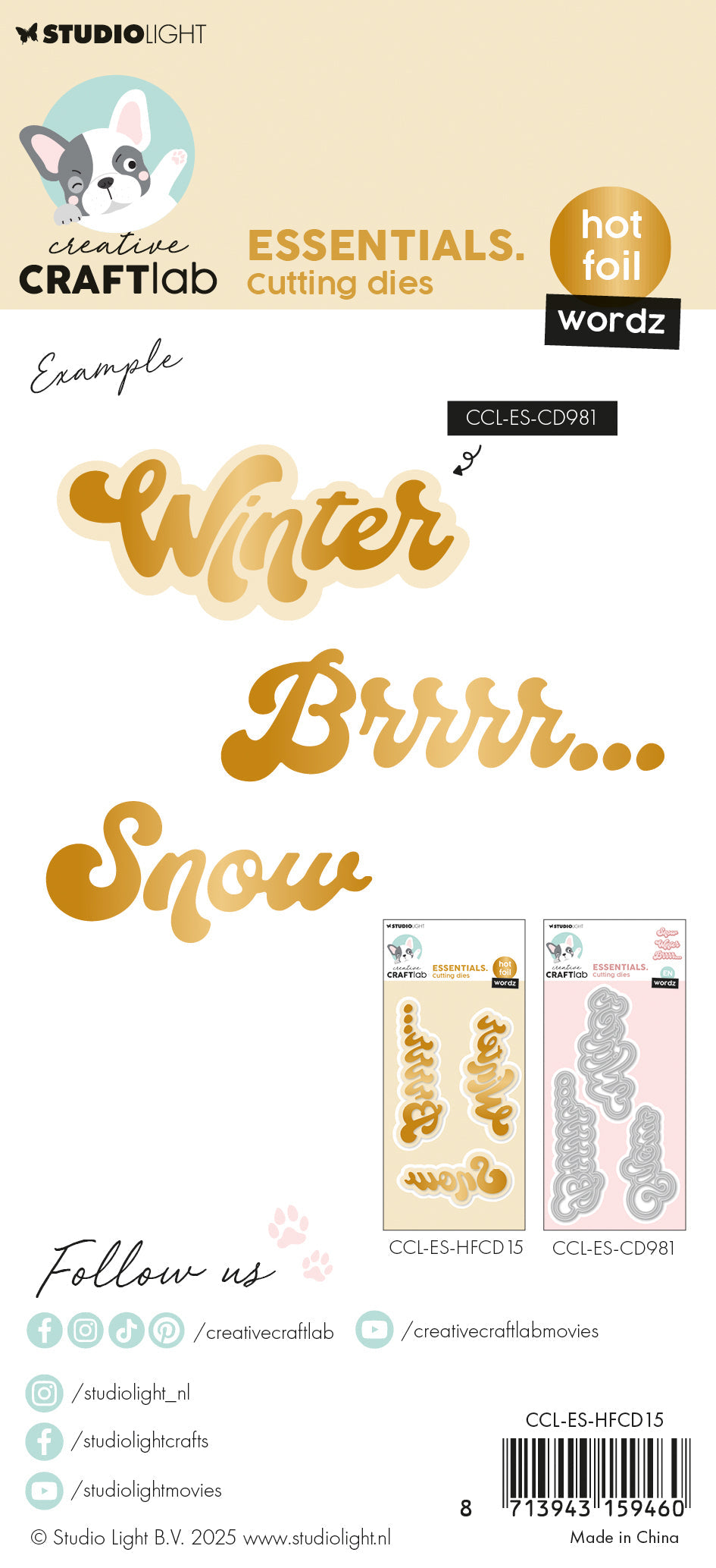 Matrice de découpe à chaud CCL Wordz Winter Essentials 115x68x1mm 3 pièces