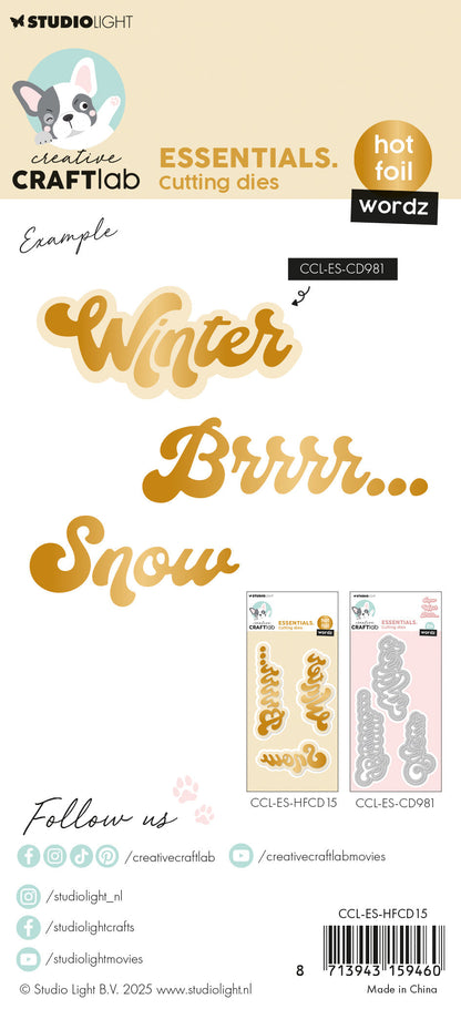 Matrice de découpe à chaud CCL Wordz Winter Essentials 115x68x1mm 3 pièces