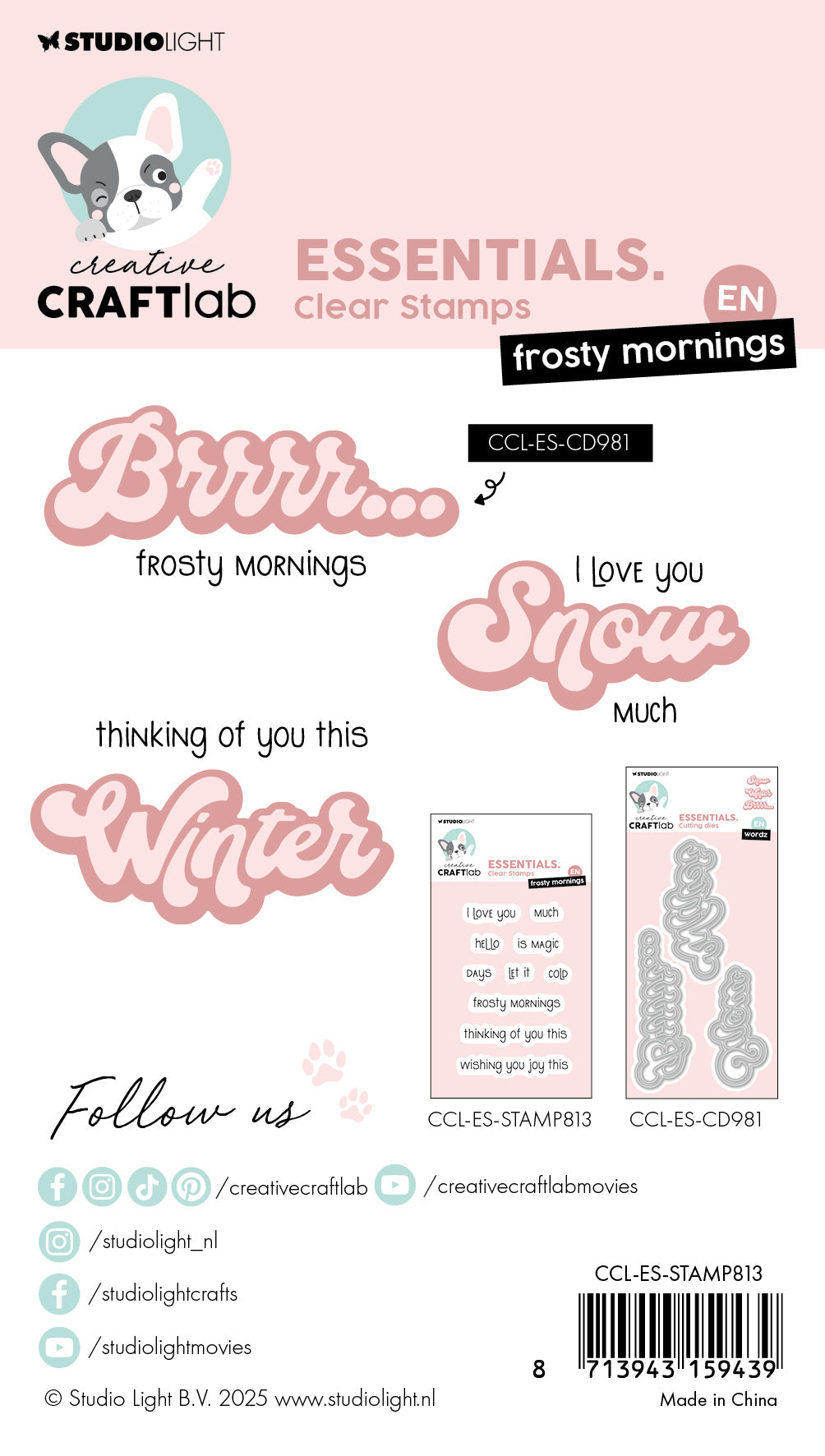 Tampon transparent CCL Frosty Mornings Essentials 93x61x3mm 10 pièces