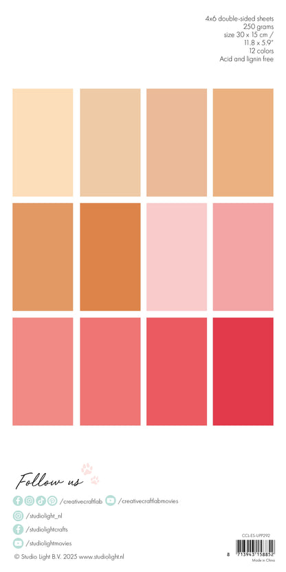 Unicolor Peach & Pink Scrapbooking Paper Pad, 24 Sheets