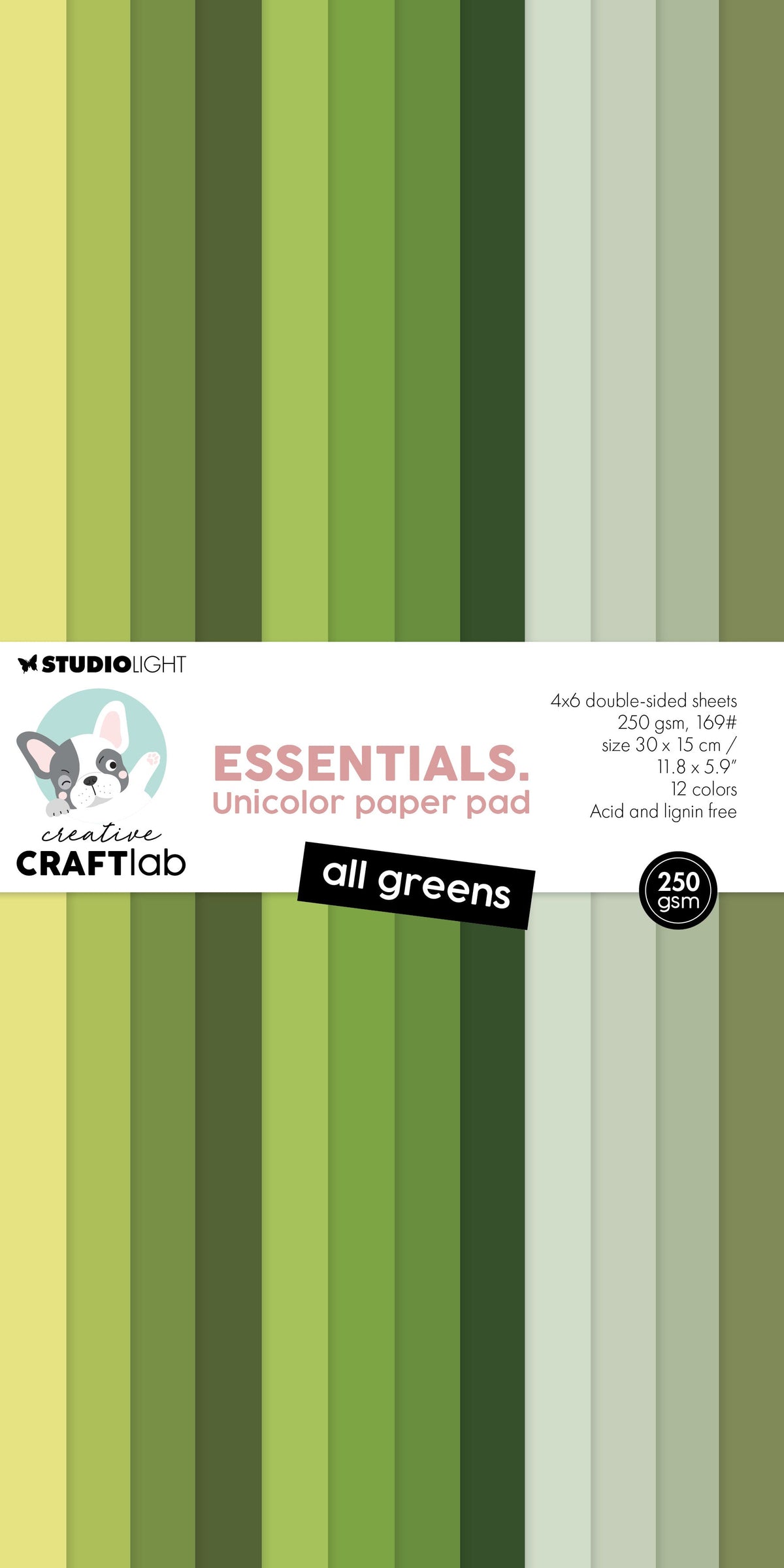 Bloc de papier unicolore CCL toutes les nuances de vert Essentiels