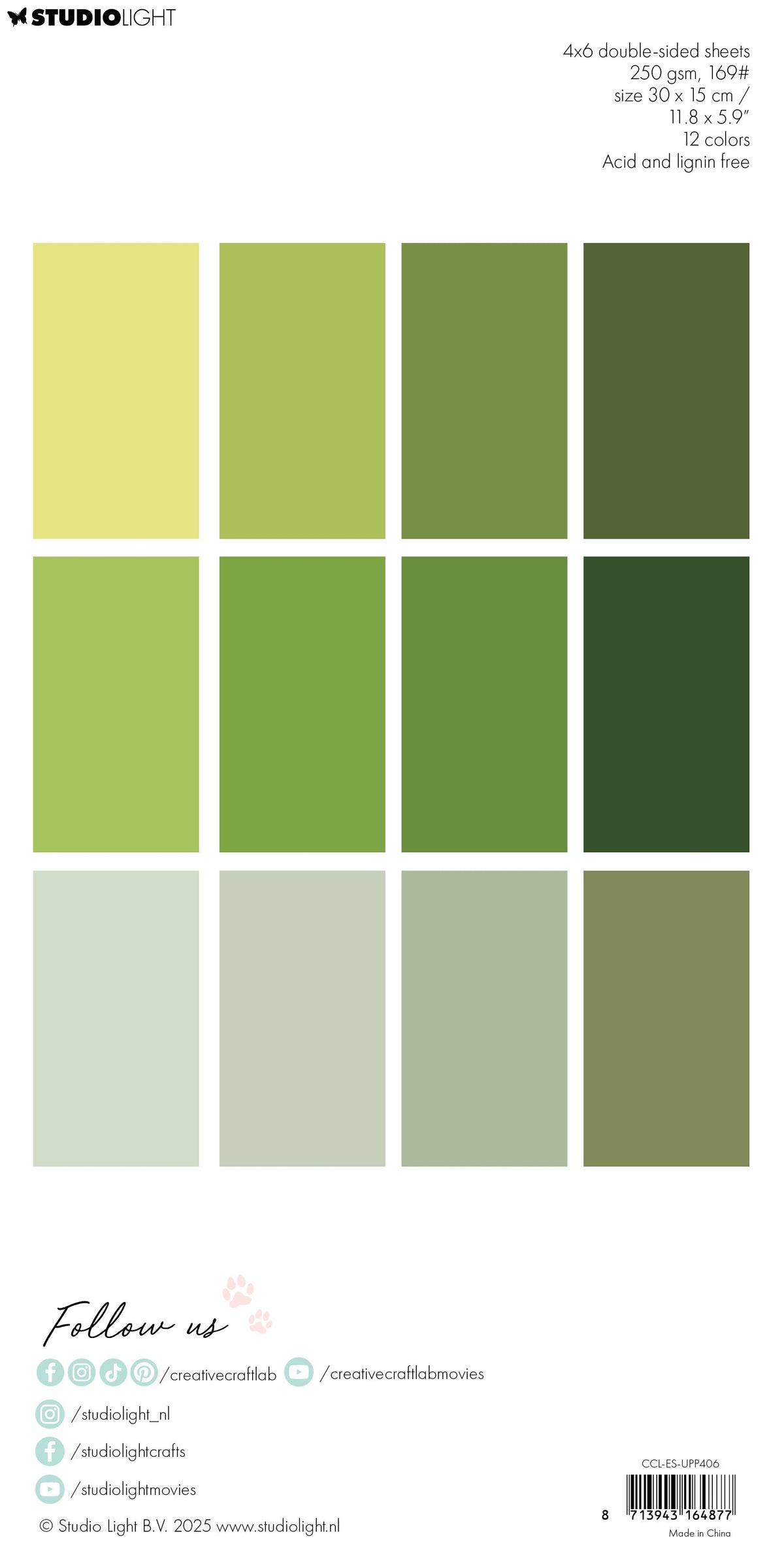 Bloc de papier unicolore CCL toutes les nuances de vert Essentiels