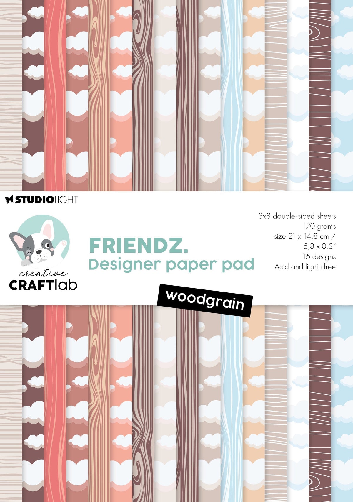 Bloc de papier de création CCL motif bois Friendz 24 feuilles