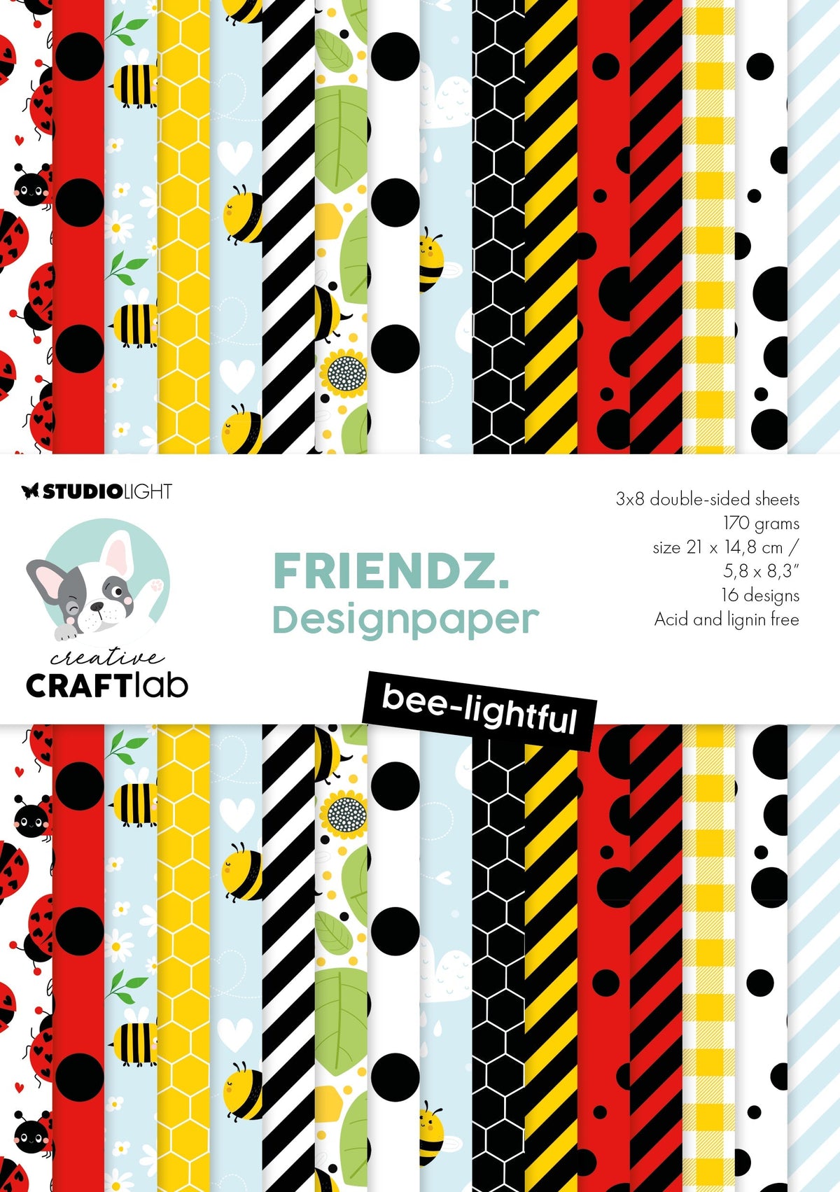 CCL Designer Paper Pad Bee-Lightful Friendz 24 Sheets