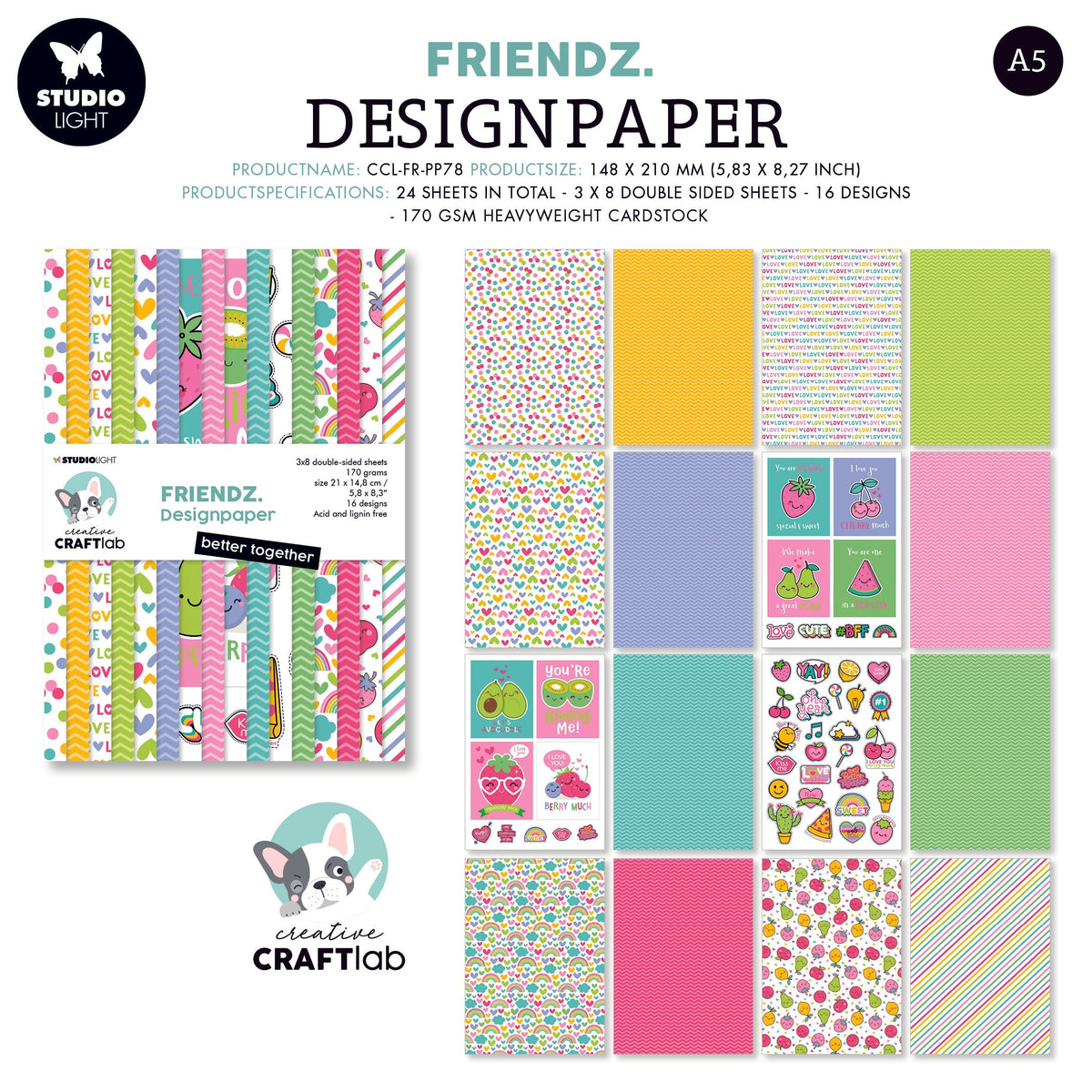Bloc de papier CCL Better Together Friendz 210x148x9mm 24 feuilles n°78