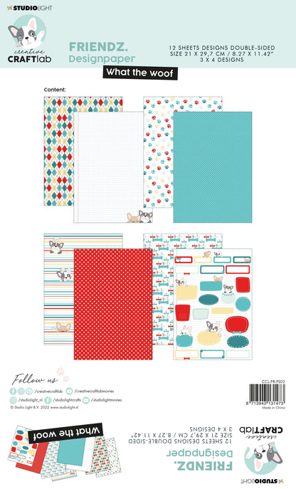 CCL Paper What The Woof Assortiment Set Friendz 210x297x3mm 12 FEUILLE n°02