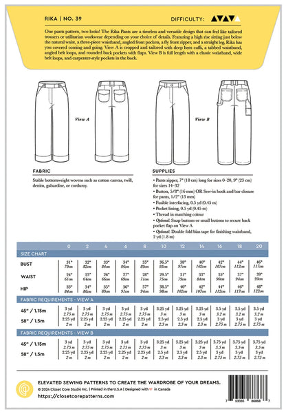 Rika Pants by Closet Core Patterns