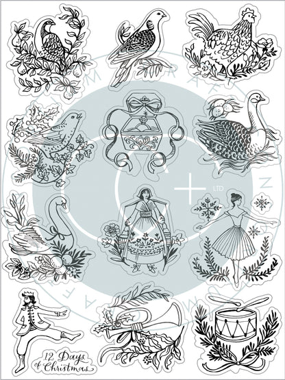 Craft Consortium 12 Days Of Christmas - Set de Tampons 6x8