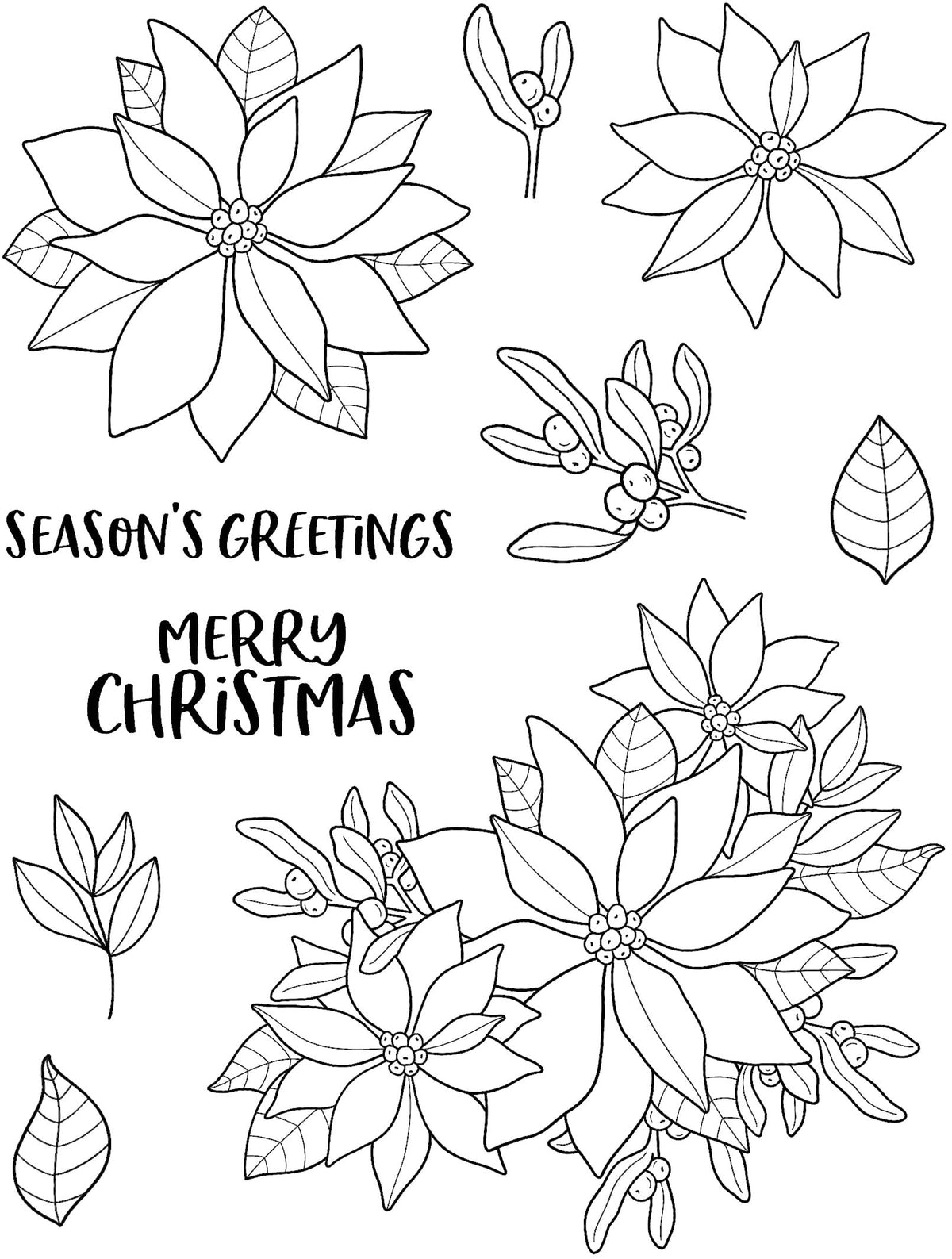 Creative Expressions Jane's Doodles Poinsettia Lot de tampons transparents 6 po x 8 po