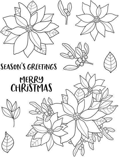 Creative Expressions Jane's Doodles Poinsettia Lot de tampons transparents 6 po x 8 po