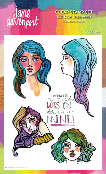 Creative Expressions Jane Davenport « Lots On Their Mind » – Lot de tampons transparents 6 x 8 po