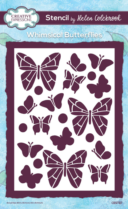 Creative Expressions Helen Colebrook Pochoir Papillons Fantaisie 20,3 x 15,2 cm