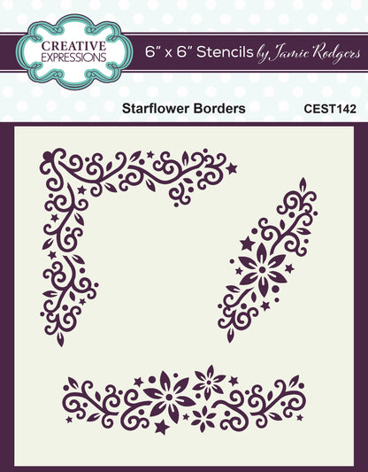 Pochoir Creative Expressions Jamie Rodgers Starflower Borders 15,24 cm x 15,24 cm