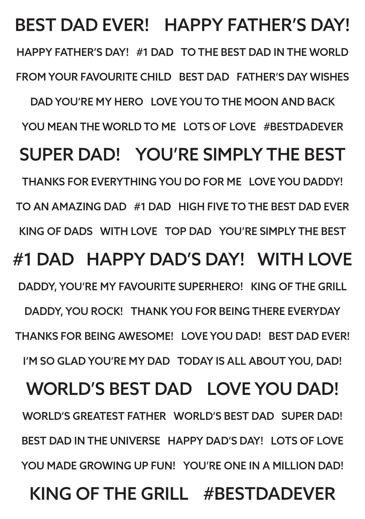 Creative Expressions Wordies Feuilles de sentiments Meilleur Papa Paquet de 4 (15 cm x 20 cm)