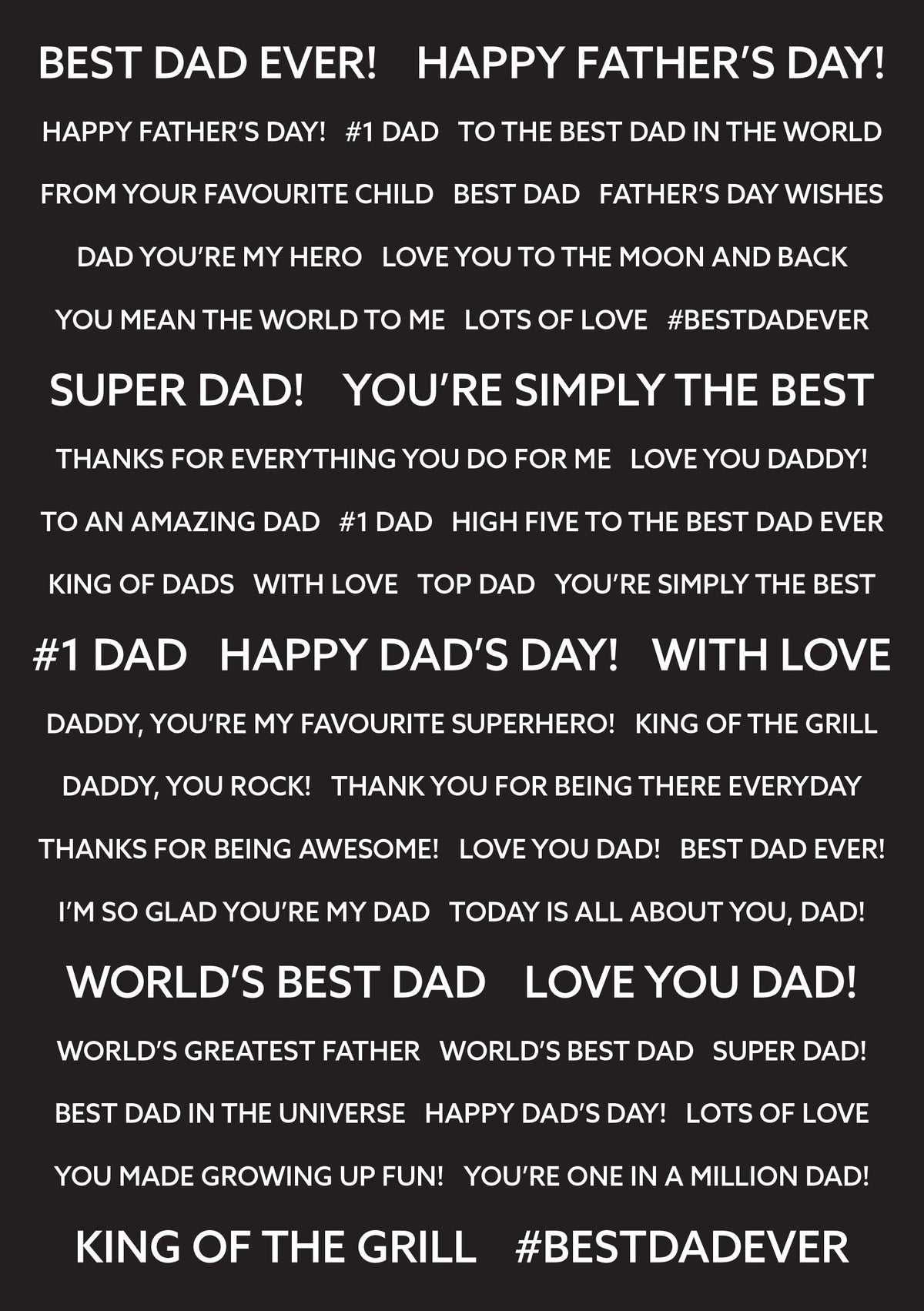 Creative Expressions Wordies Feuilles de sentiments Meilleur Papa Paquet de 4 (15 cm x 20 cm)