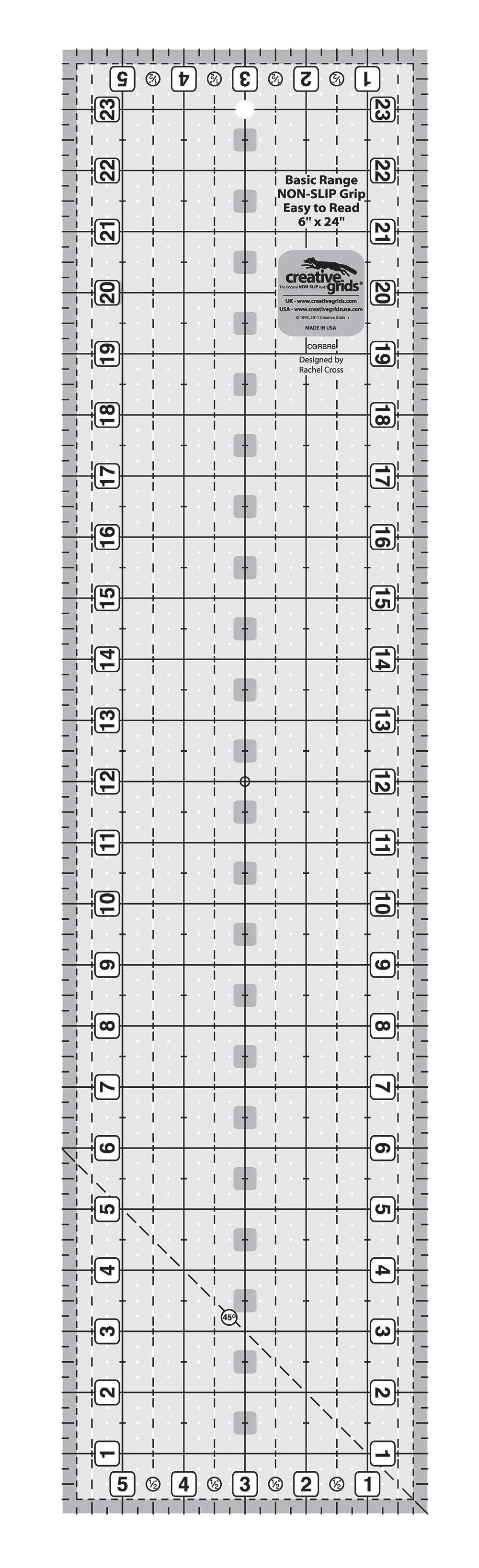 Règle de courtepointe rectangulaire Creative Grids Basic Range 15,24 cm x 60,96 cm