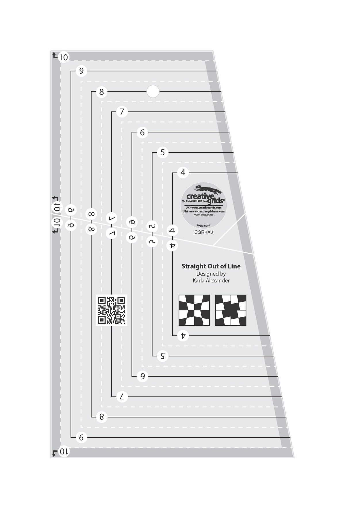 Règle de courtepointe Creative Grids Straight Out Of Line 6 po x 10 po
