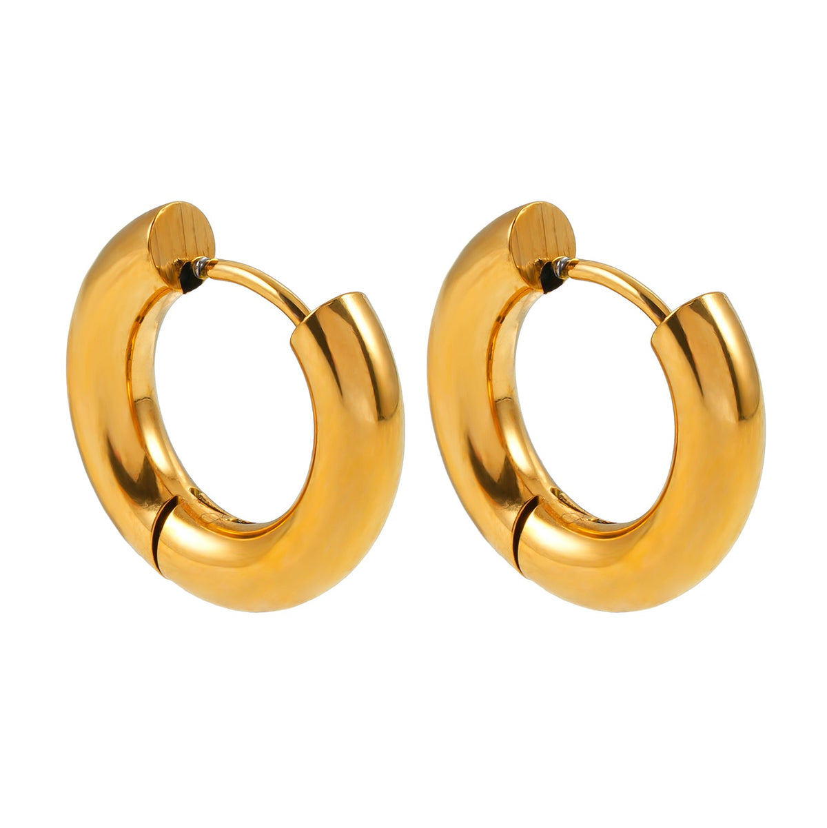 CHOLULA Gold: Mid Width Smooth Surface Tube Hoop Earrings