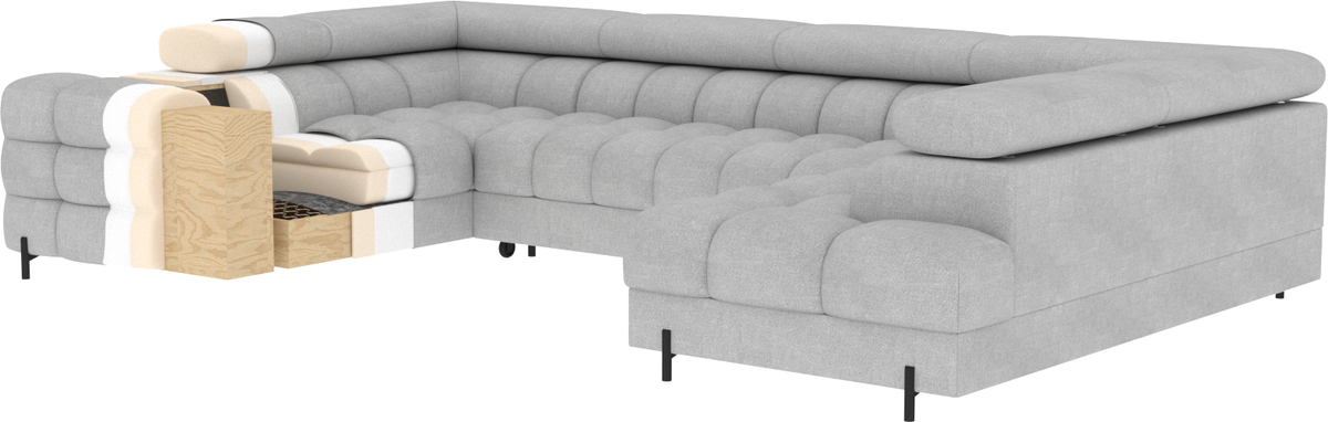 Fectory Sectional Storage Sleeper Chaise Sofa - Beige