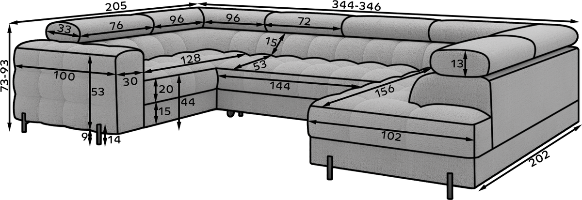 Fectory Sectional Storage Sleeper Chaise Sofa - Grey